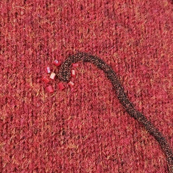 Bob Timberlake 100% Wool Beaded Flowers Floral Sweater Bell Sleeves‎ Crew Neck M - Picture 3 of 9